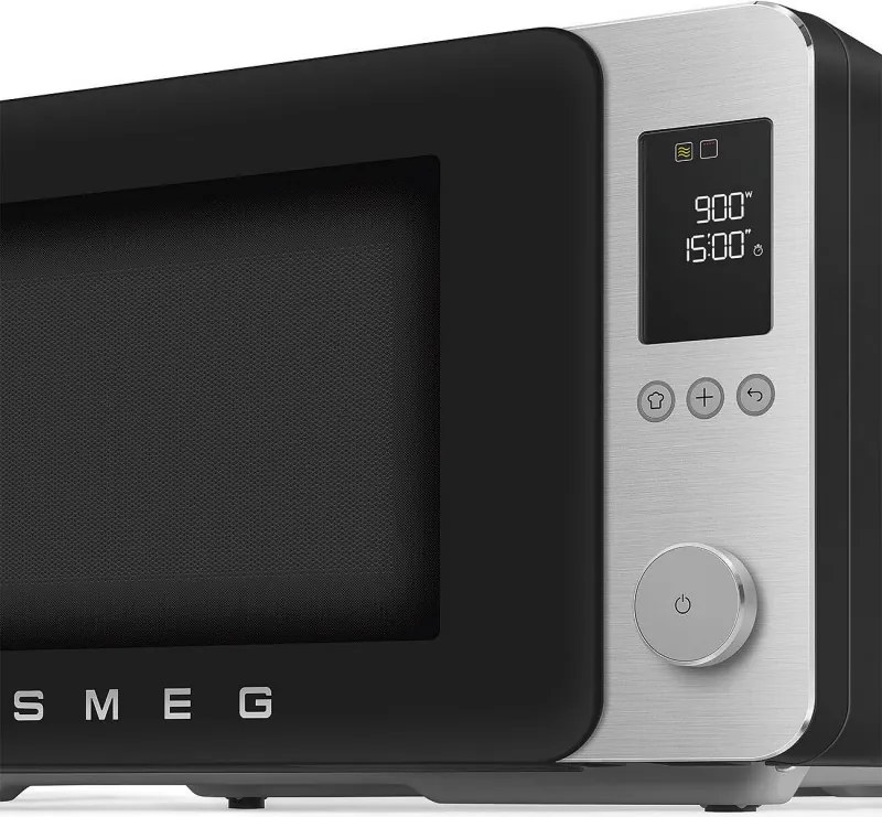 Cuptor cu microunde combinat cu aer cald SMEG Collezione MOC02BLMEU, 900 W, 27 l, 25 de programe, închidere lină, setări personalizate, negru mat