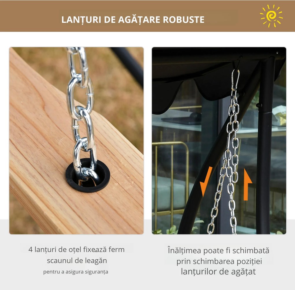 Outsunny Leaganr Gradina Suspendat cu 3 Locuri din Lemn pentru Gradina sau Terasa | Aosom Romania