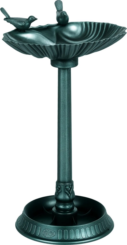 Outsunny Baie pentru păsări adăpătoare stil antic 81 cm cu bază jardinieră, hrănitoare și bazin pentru păsări pe picior, bronz verde | Aosom Romania