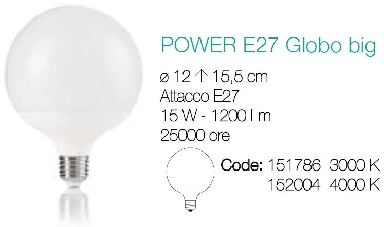 Bec LED POWER E27 15W GLOBO BIG 4000K 152004