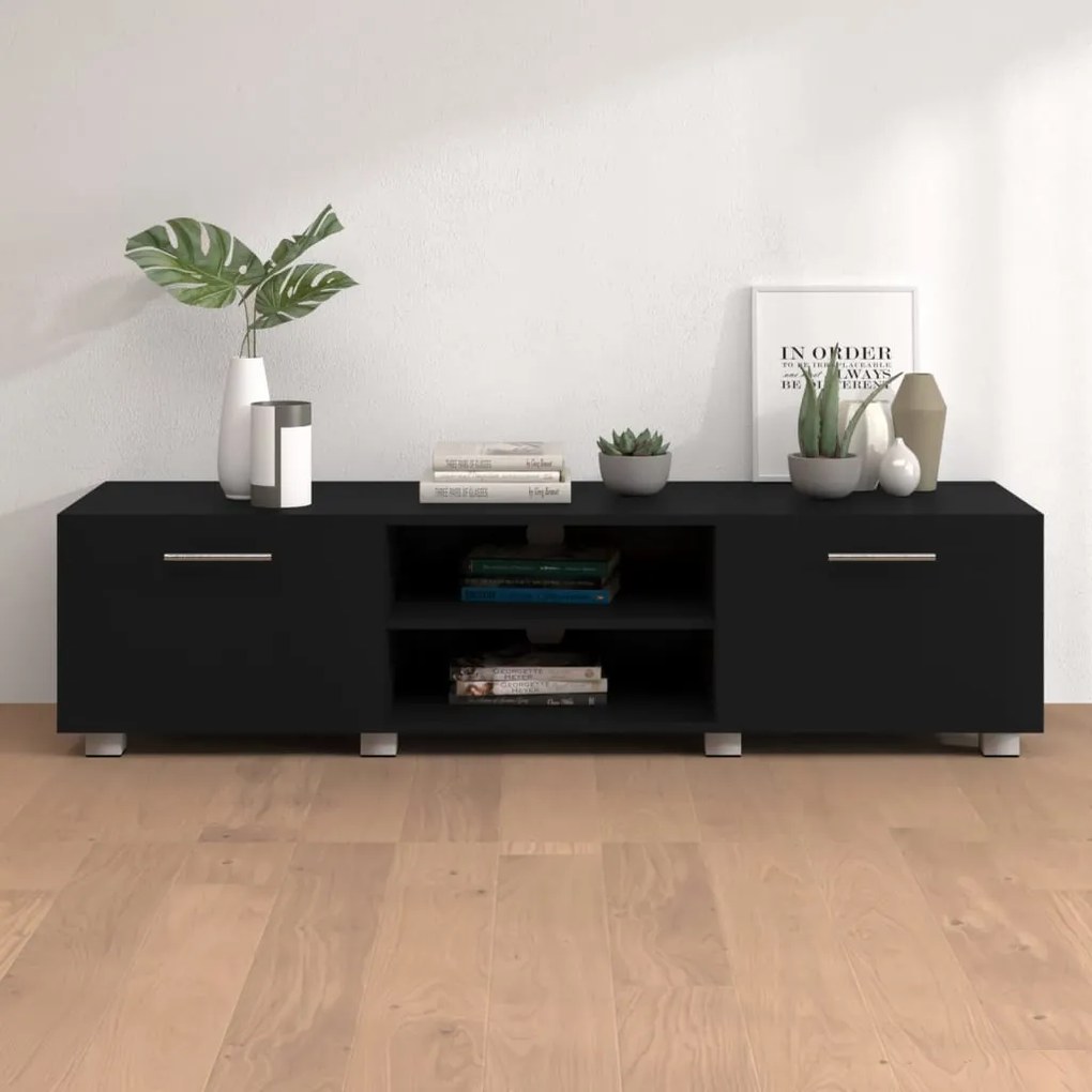 340629 vidaXL Comodă TV, negru, 140x40x35 cm, lemn prelucrat