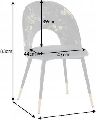 Set de 2 scaune moderne tapitate cu model floral Boutique gri