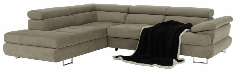 Colţar, material textil melir gri deschis, model stânga, BUTON P
