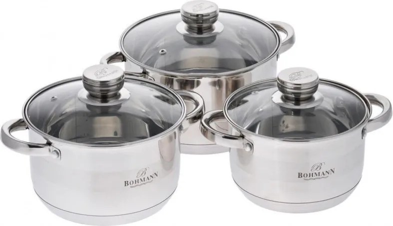 Set oale Bohmann BH 06-275, 6 piese, 2,9 / 3,9 / 5,1 litri, Inductie, Otel inoxidabil