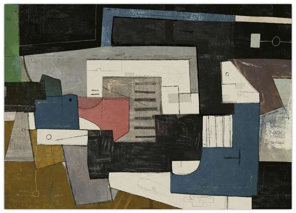 Tablou pe sticlă - Abstracție cubism (70x50 cm)