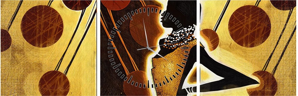 Tablou cu pictură artistică străveche (cu ceas) (90x30 cm)