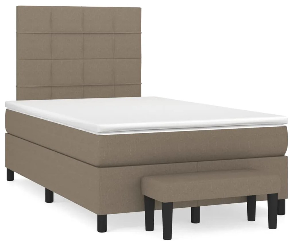 vidaXL Pat box spring cu saltea, taupe, 120x190 cm material textil