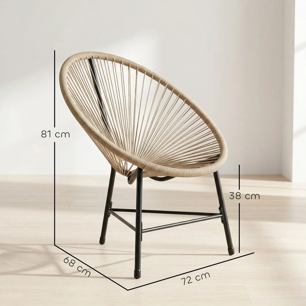 Outsunny Set de 2 Scaune Acapulco din Ratan, Structură din Oțel, pentru Balcon și Verandă | Aosom Romania