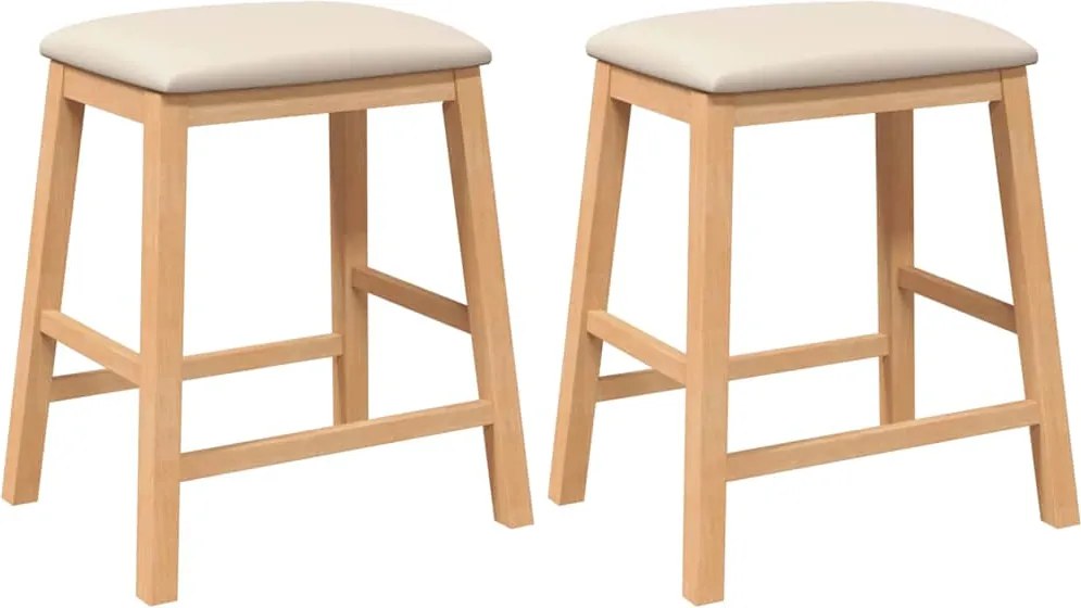vidaXL Scaune de bar cu perne 2 buc din lemn masiv cauciuc