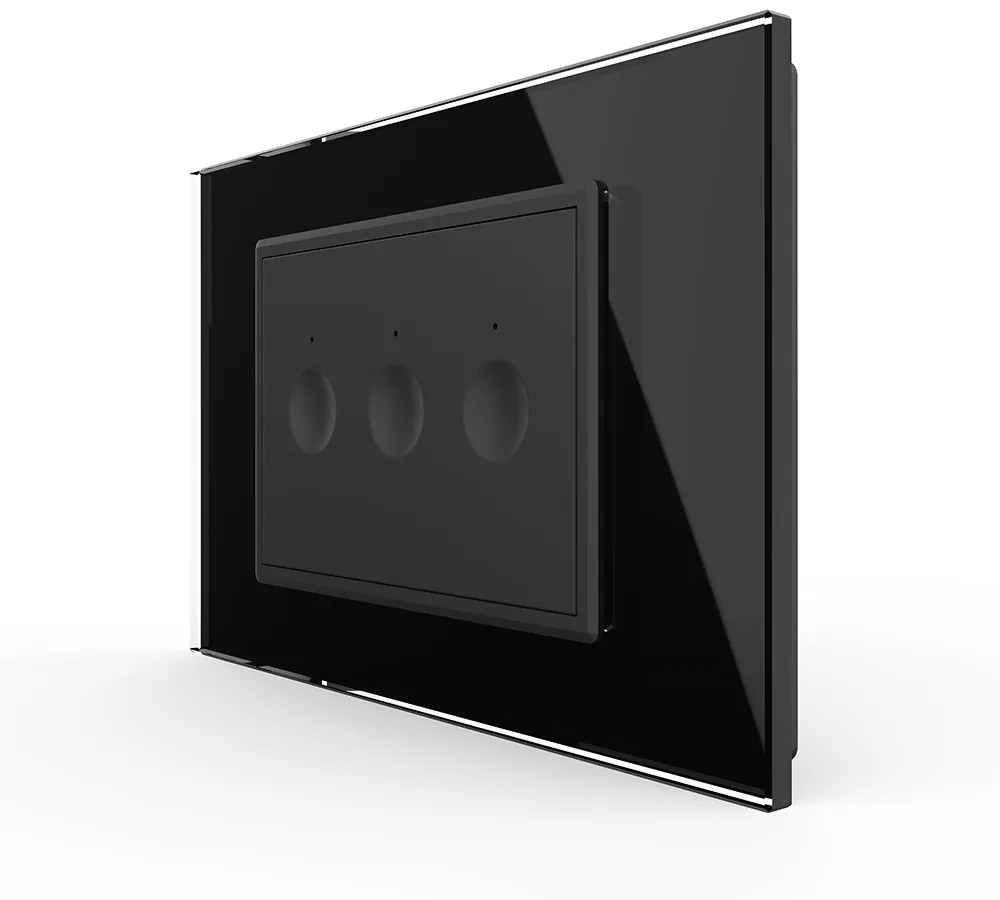 Intrerupator triplu wireless cu touch Livolo cu rama din sticla, standard Italian – Serie noua