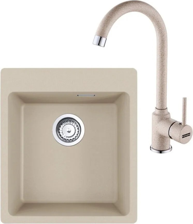 Set chiuveta bucatarie compozit Franke Maris Avena 44x50 cm cu 1 cuva finisaj bej mat si baterie Pola