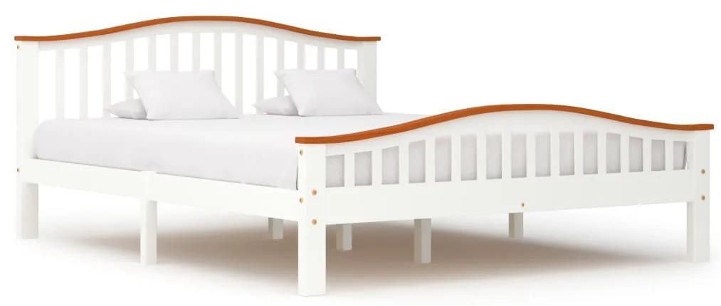 283344 vidaXL Cadru de pat, alb și stejar, 160 x 200 cm, lemn masiv de pin