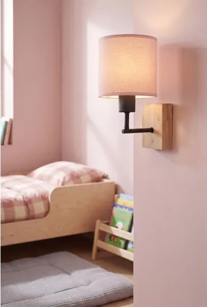 Brilagi - Lampă de perete BOBO WOOD 1xE27/25W/230V stejar/negru/roz