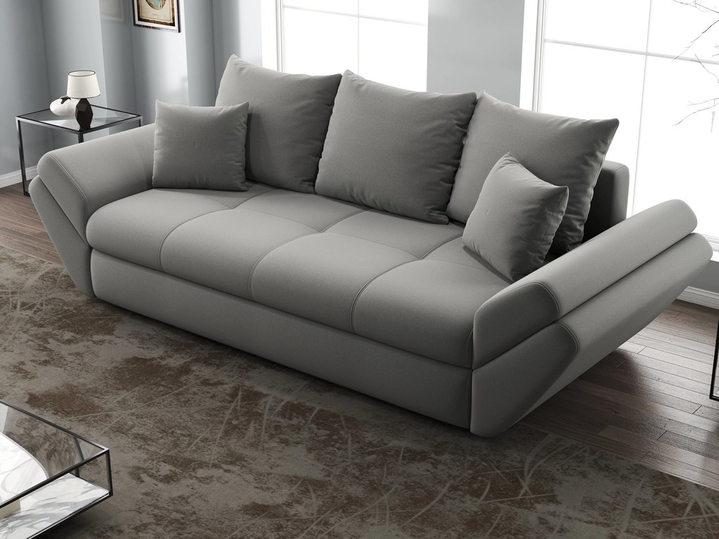 Canapea extensibilă dumonde cu ladă de depozitare si sezut confortabil din spuma high-density, Loana Royal Grey 250x100 cm