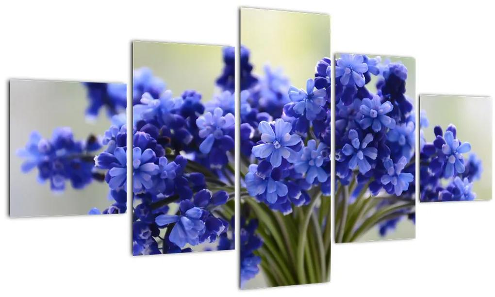 Tablou buchet cu flori albastre (125x70 cm), în 40 de alte dimensiuni noi
