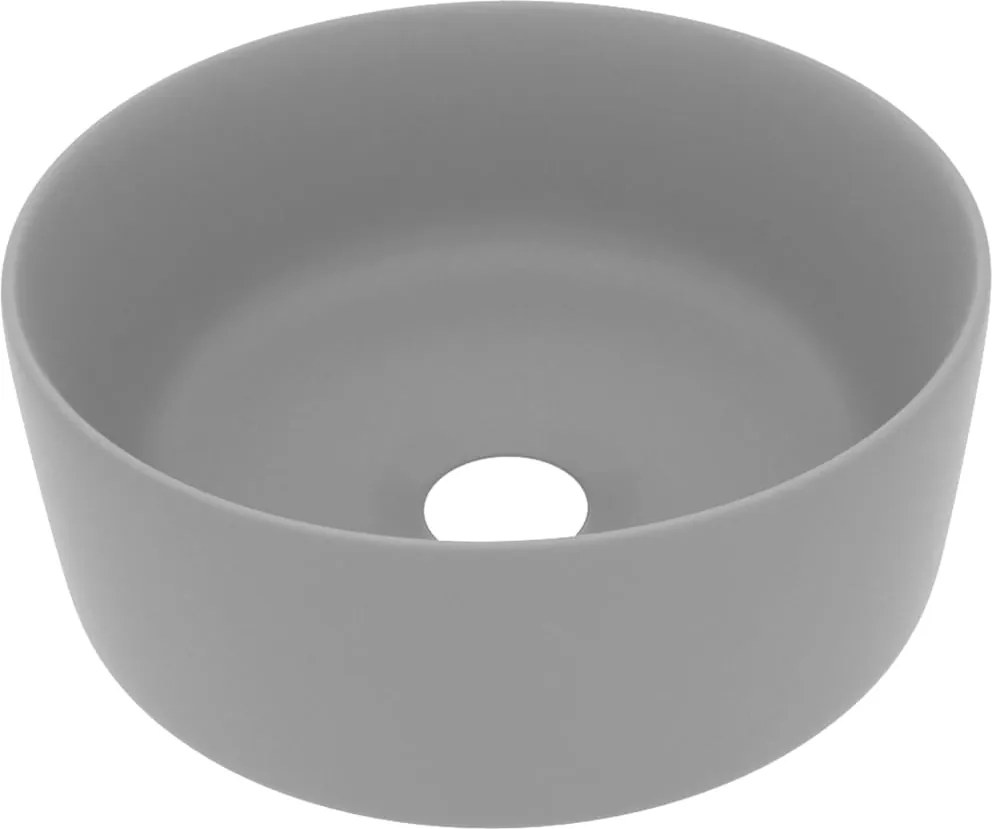 vidaXL Chiuvetă baie lux gri deschis mat 40x15 cm ceramică rotund