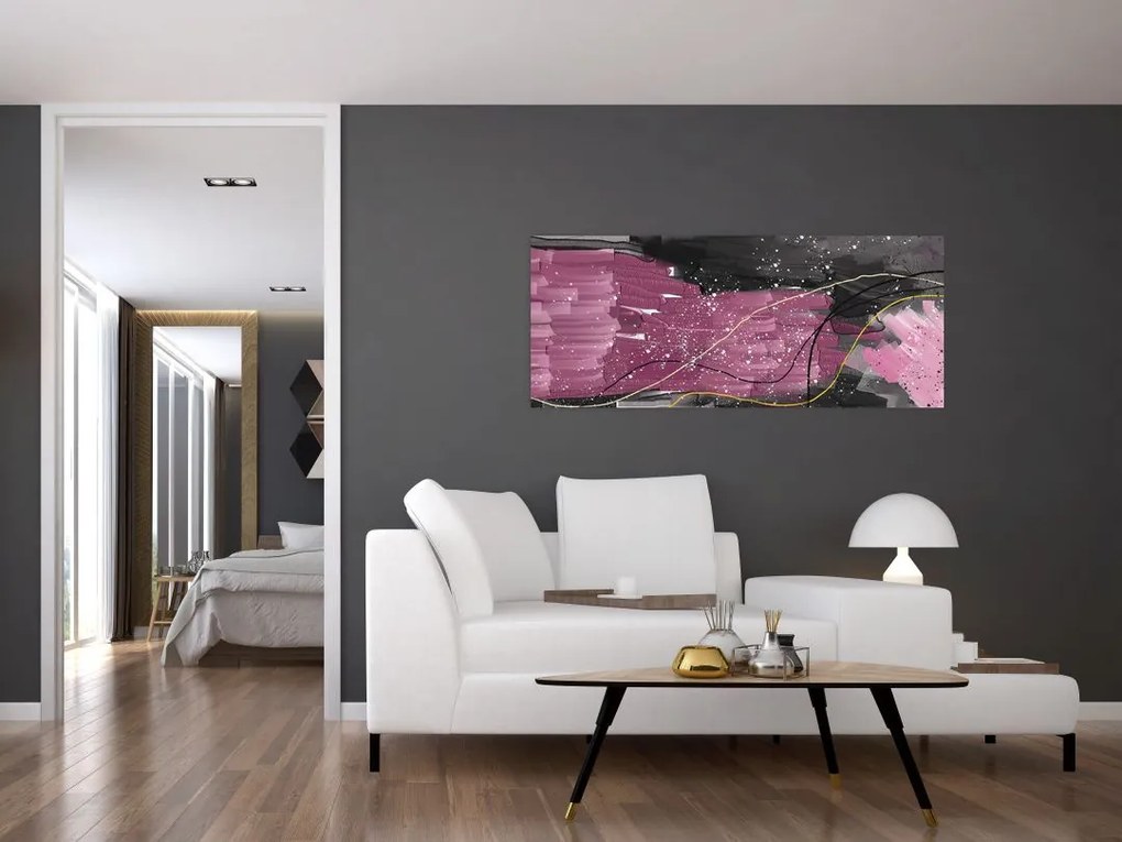 Tablou - Abstracție roz-roșu (120x50 cm)