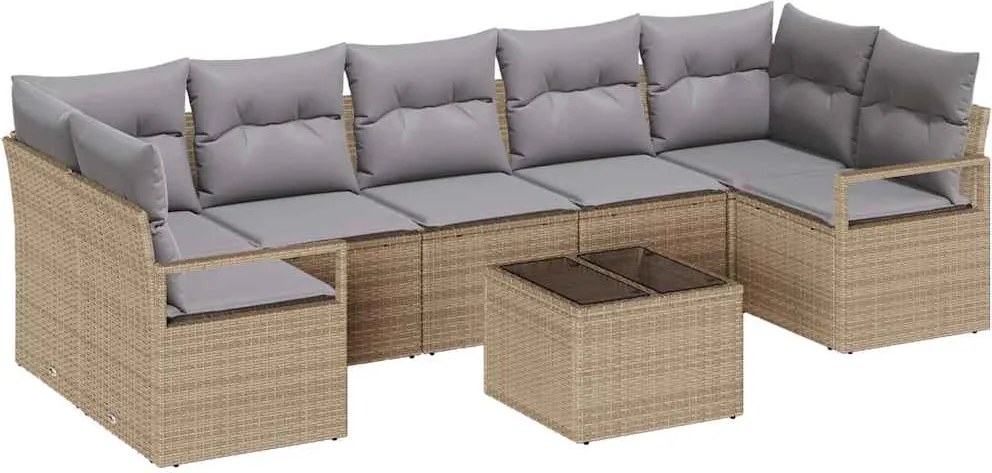 vidaXL Set de canapea 8 pcs Bej și gri poliratan