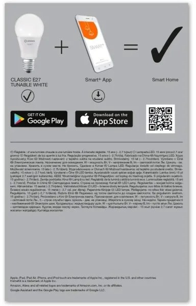 SET 3x Bec de iluminat cu LED SMART + E27/9W/230V 2700K-6500K - Ledvance