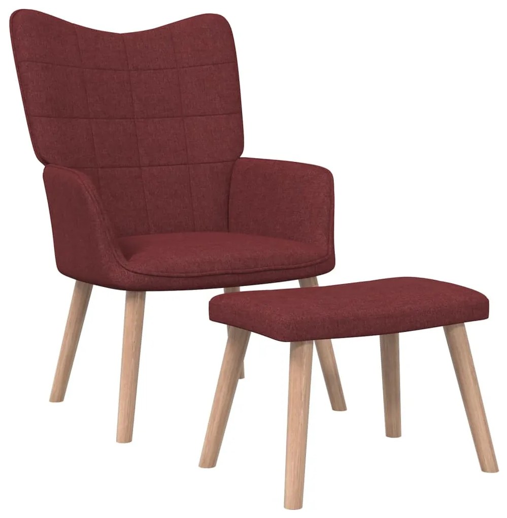 327938 vidaXL Scaun de relaxare cu taburet, roșu vin, textil