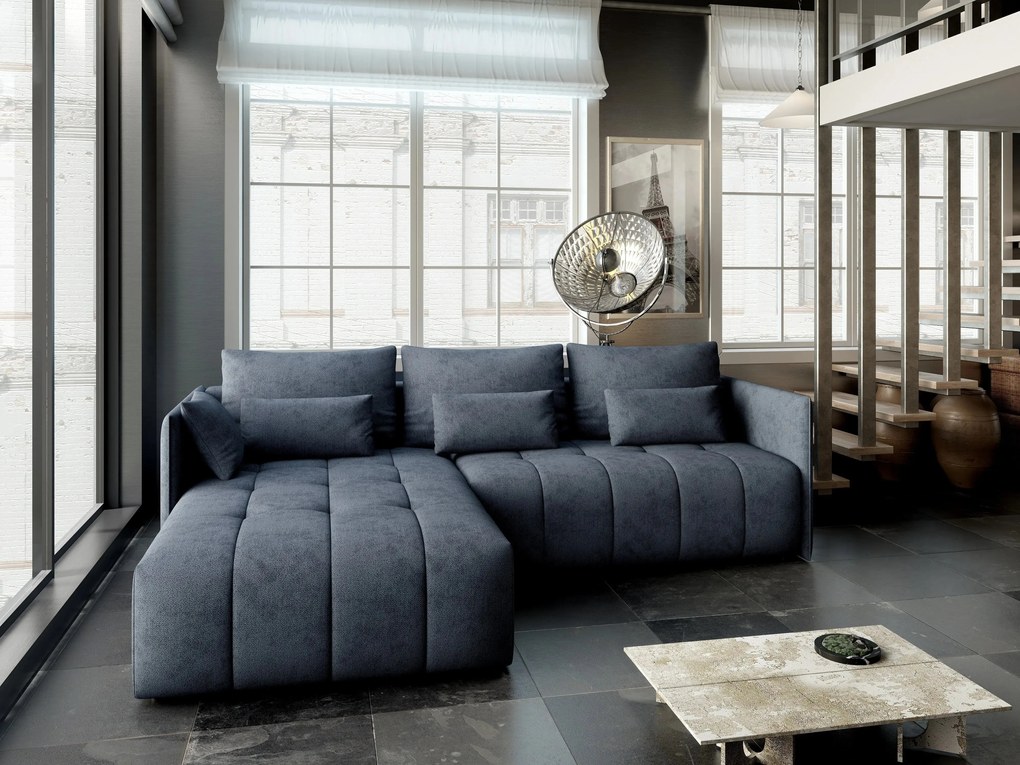 Colțar extensibil dumonde cu ladă de depozitare si sezut confortabil din spuma high-density, Malta Enjoy Antracit 235x185 cm