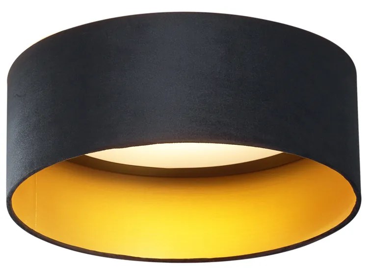 Plafonieră modernă neagră din catifea 40cm incl. LED cu 3 trepte de intensitate luminoasă - Sue