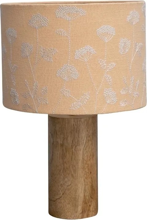 Lampa de masa, din lemn de mango, cu abajur din bumbac, Manon