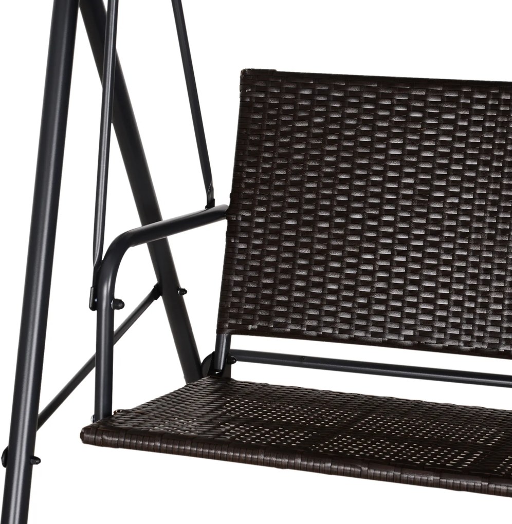 Outsunny Balansoar Hollywood, Balansoar de Grădină cu Baldachin, Acoperiș Reglabil, Negru + Maro + Gri | Aosom Romania