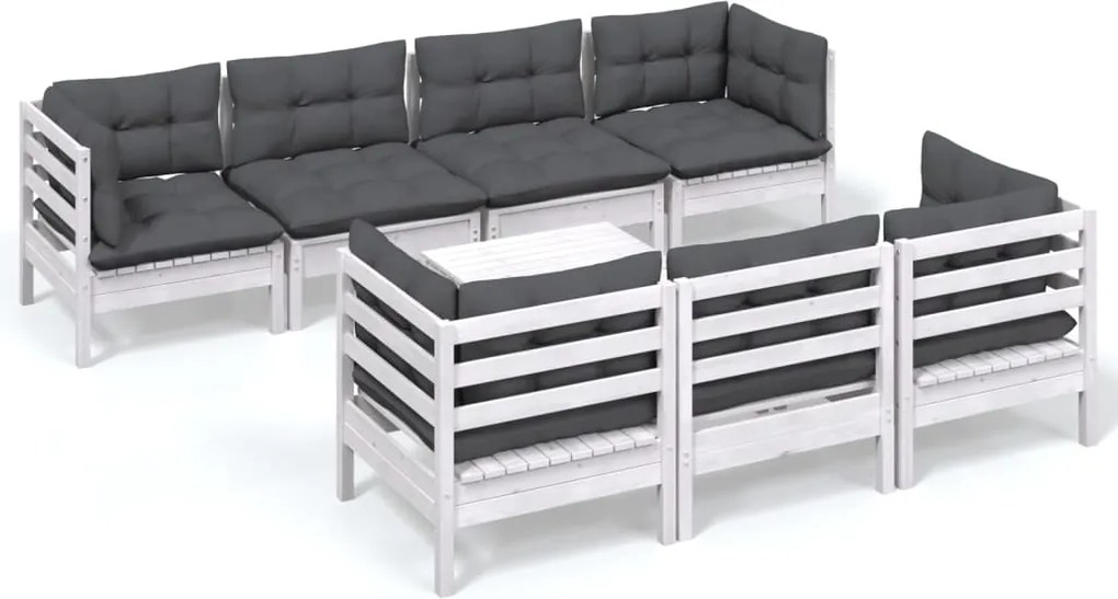 vidaXL Set mobilier de grădină cu perne, 8 piese, lemn masiv de pin