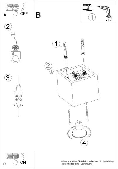 Spot Sollux Sl.1182 QUAD 1xGU10/10W/230V auriu