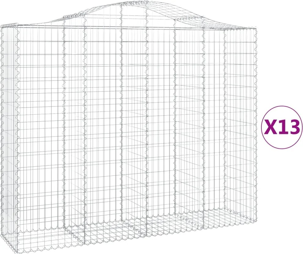 vidaXL Coș gabion arcuit, 13 buc, 200x50x160/180 cm, fier galvanizat