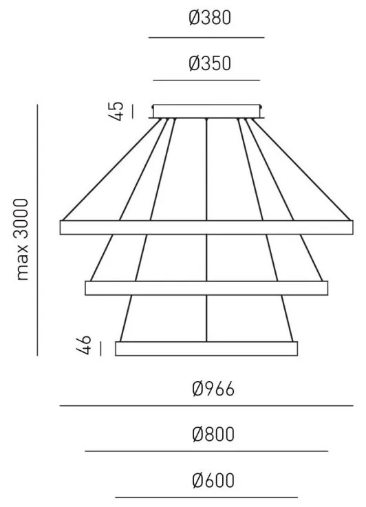 Lustra LED circulara cu 3 inele 96/80/60cm CRISEIDE, alb, negru sau auriu