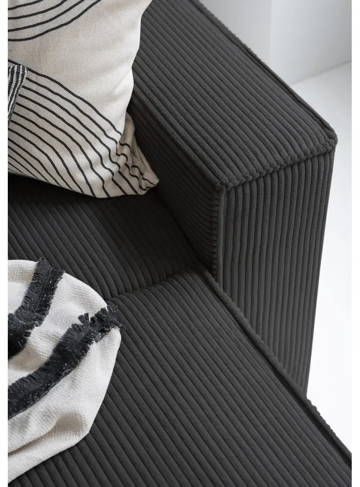 Colțar gri antracit extensibil cu tapițerie din catifea reiată (cu colț pe partea stângă /în formă de "U") Brave Dave – Miuform