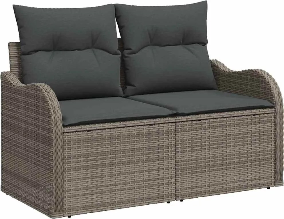 vidaXL Canapea de grădină cu pernă Gri 121 x 62 x 69cm poliratan