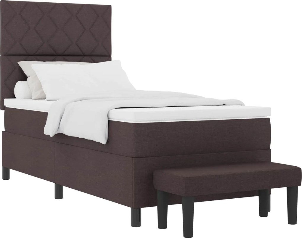 vidaXL Pat cu arcuri cu saltea Maro închis 100 x 200 cm țesătură