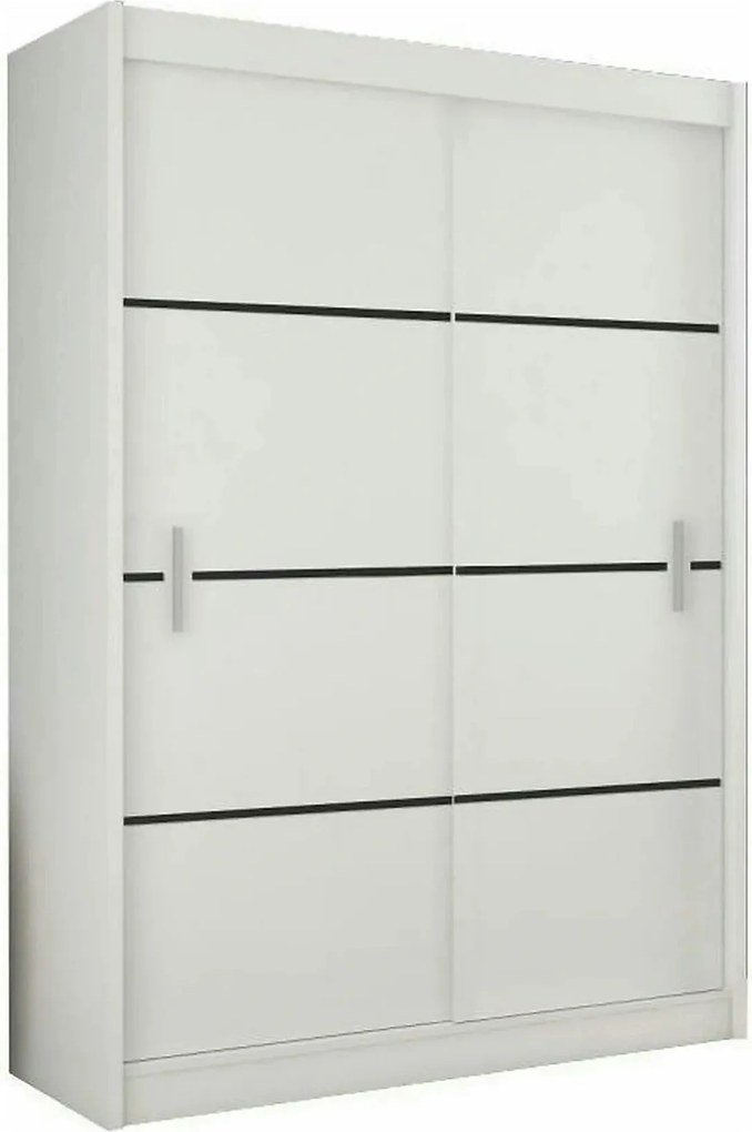 Dressing MERINA, alb/negru, PAL melaminat, cu 2 usi, 203x60x215 cm