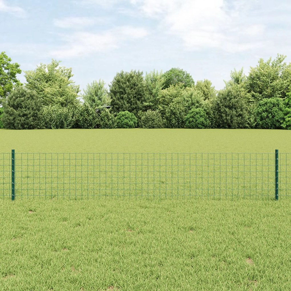 vidaXL Gard Euro cu 5 Stâlpi U Verde 0.4x10 m Oțel