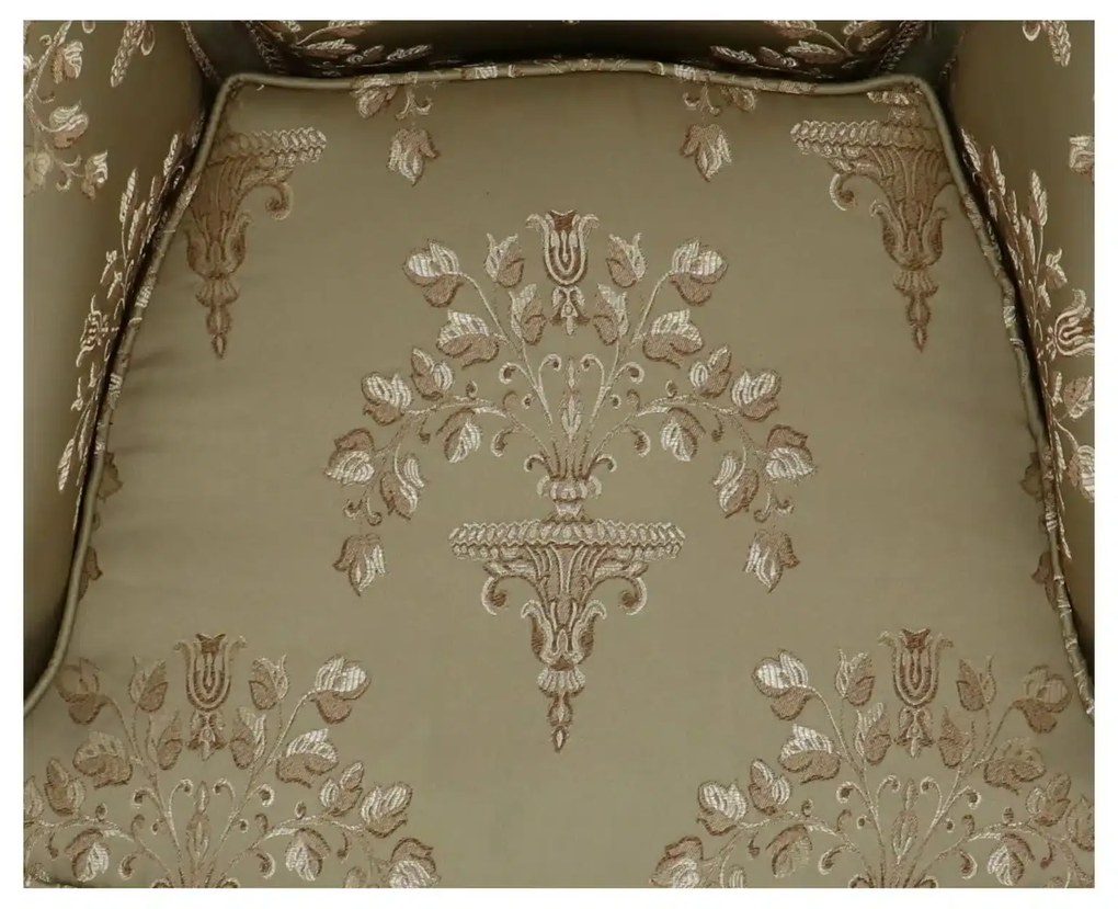 Fotoliu baroc din lemn sculptat, tapiterie damasc, finisaje aurii Design clasic elegant