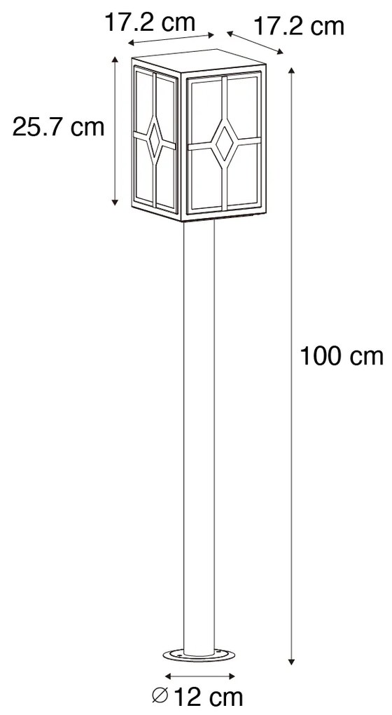 Lampă clasică de exterior cu stativ negru 100 cm IP44 - Dover