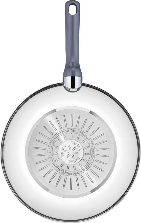 Tigaie tip wok cu capac/cu suprafață antiaderentă din oțel inoxidabil ø 28 cm Daily Cook G7309955 – Tefal