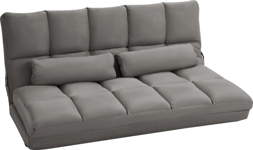 HOMCOM Divan de Podea 2 în 1 cu Spătar Reglabil în 7 Niveluri și Perne, 130x73x60 cm, Gri Carbonizat | Aosom Romania