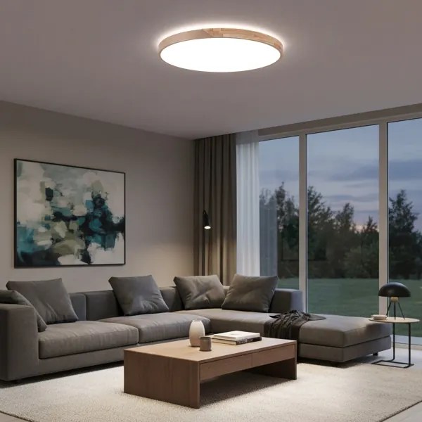 BRILAGI - Corp de iluminat LED dimabil PILANA LED/72W/230V stejar/bej Ø 80 cm + telecomandă