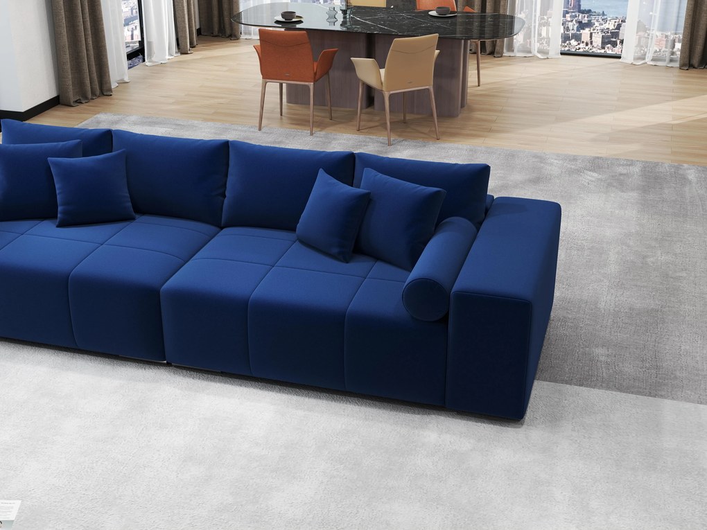 Canapea extensibilă dumonde cu ladă de depozitare si sezut confortabil din spuma high-density, Marbela Royal Blue XXL 295x100 cm