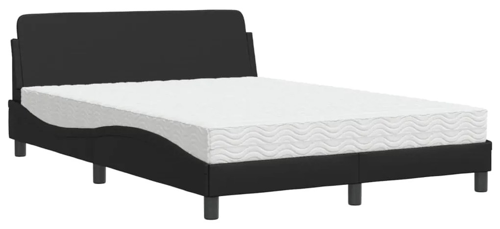 3208397 vidaXL Pat cu saltea, negru, 140x190 cm, piele ecologică