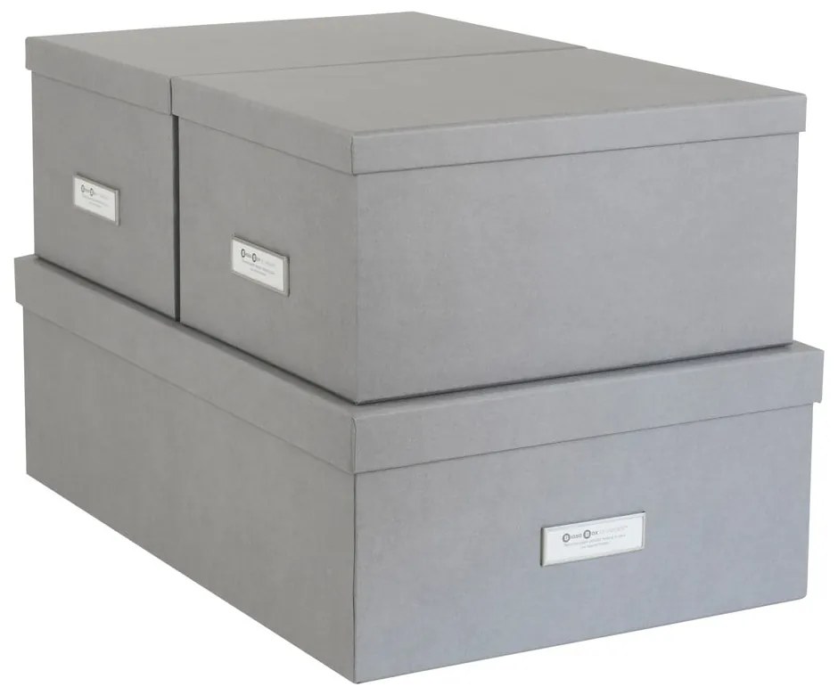 Set 3 cutii de depozitare Bigso Storage Box of Sweden Inge, gri
