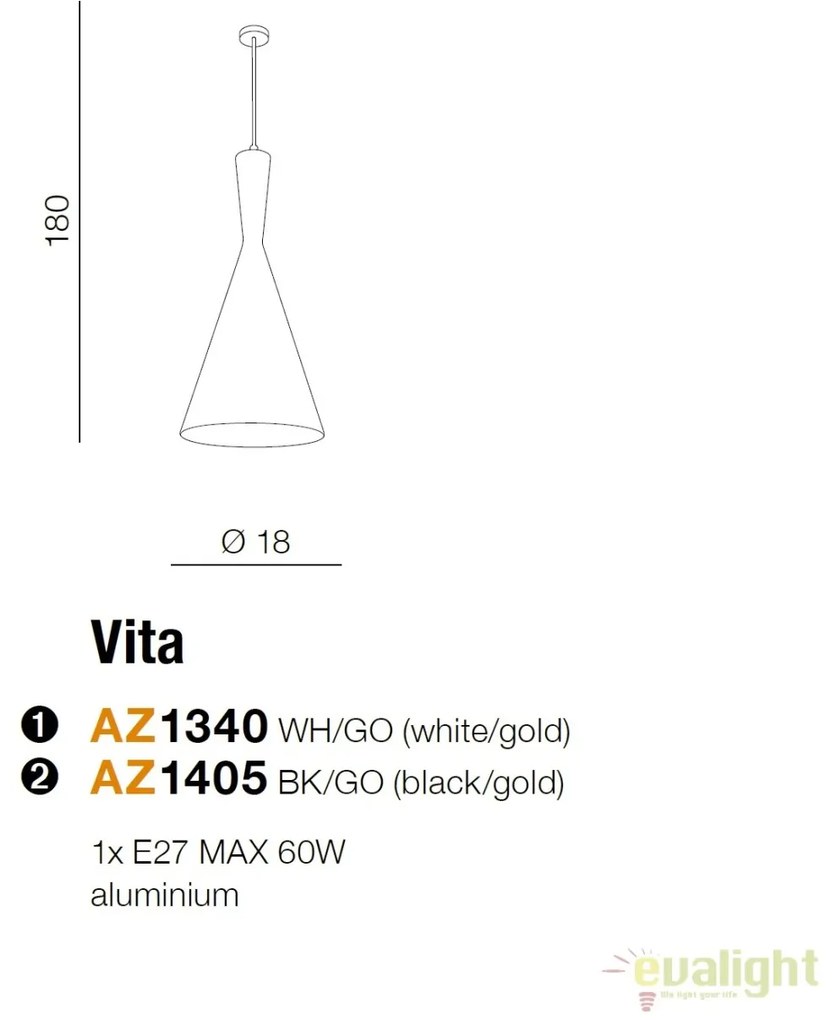 Pendul modern design nordic VITA negru/auriu