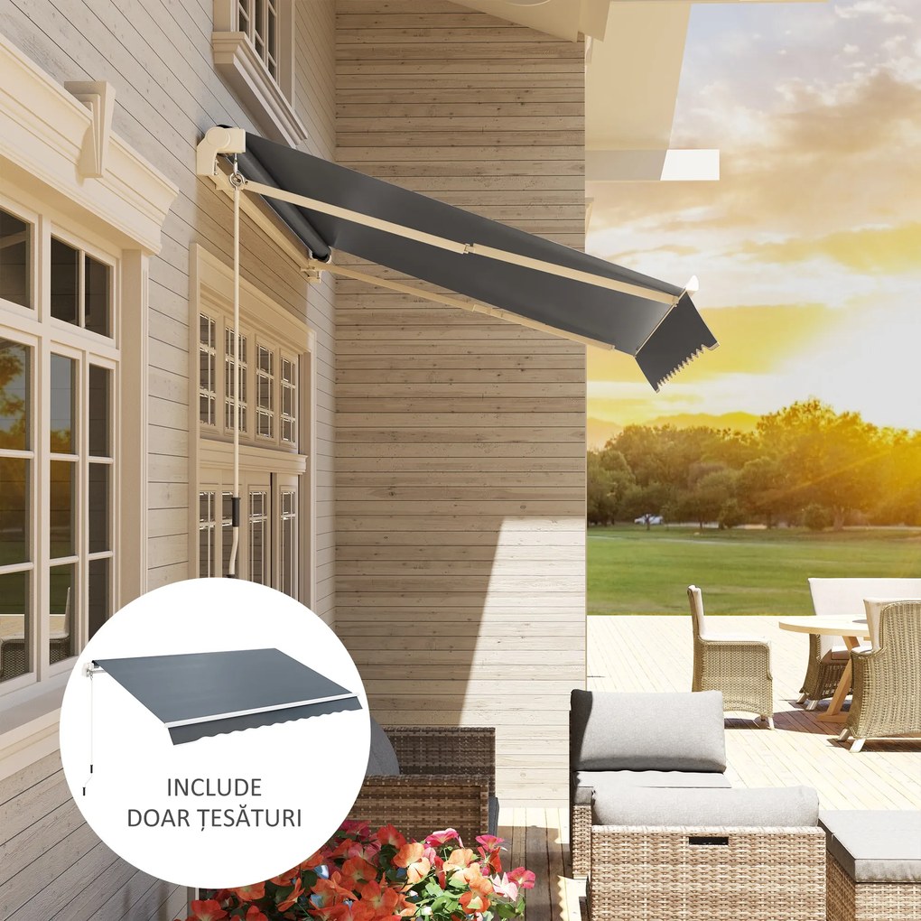 Outsunny Material de Înlocuire pentru Copertină Retractabilă, 282x250 cm, Gri | Aosom Romania