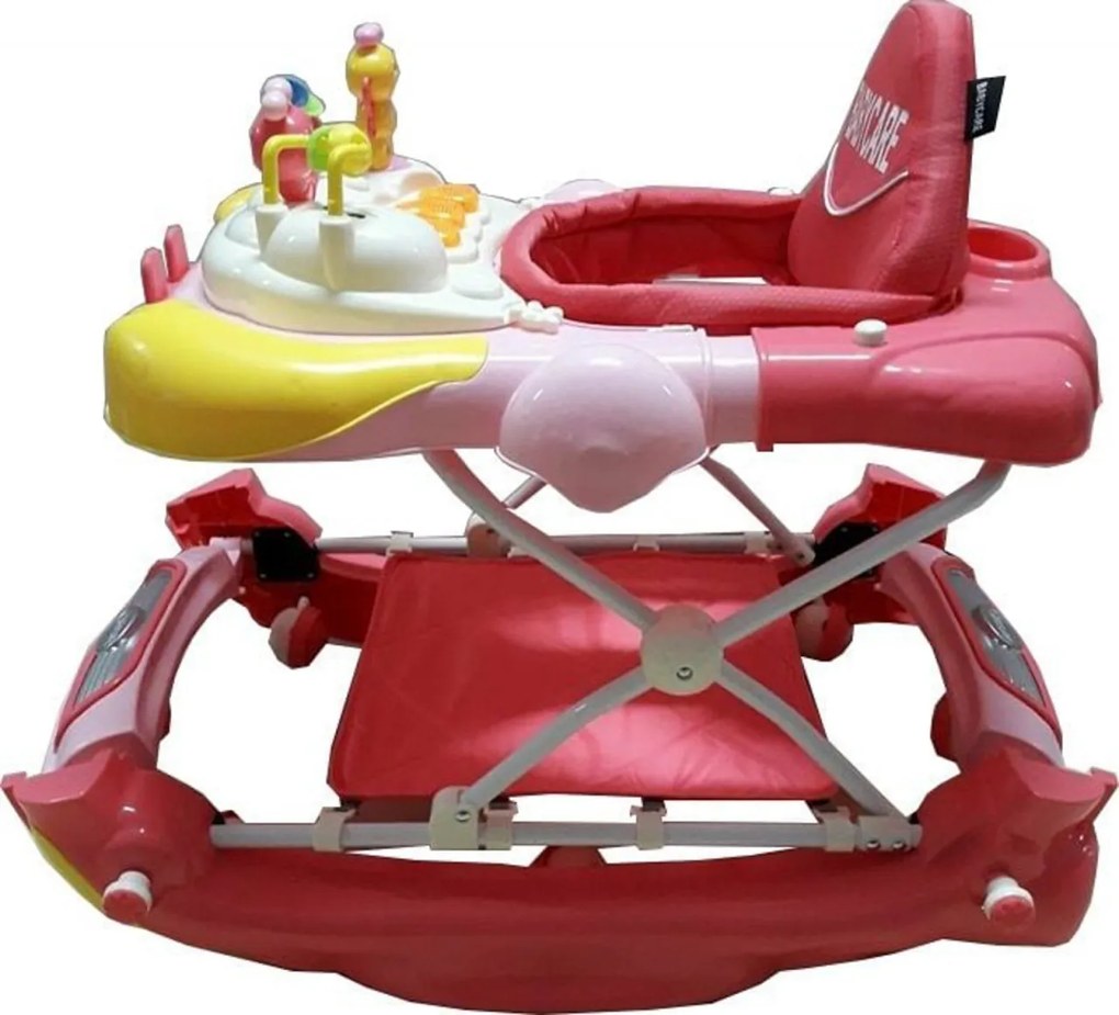 Premergator cu sistem de balansare Baby Care™ Bunny, cu sistem de balansare, 8 Roti ,Pliabil, Cu Melodii, Roz