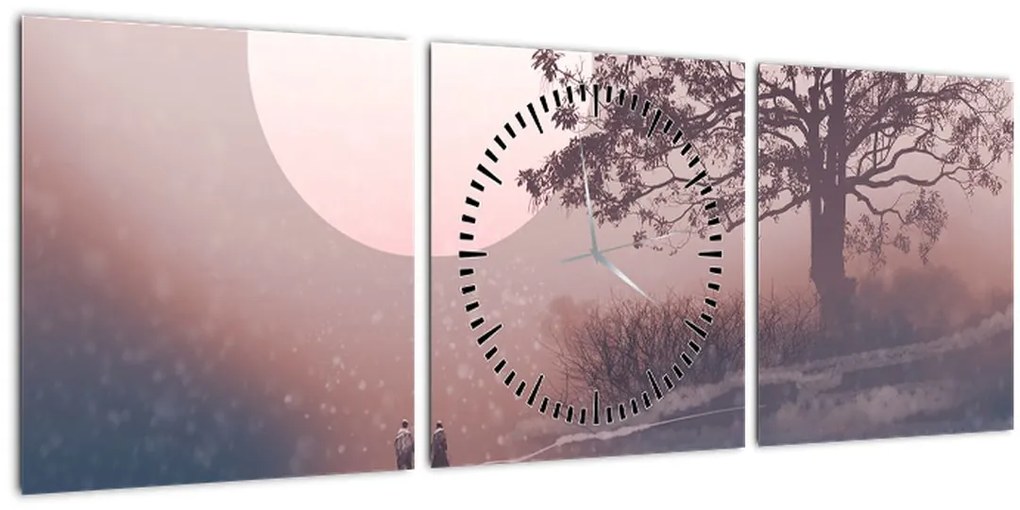 Tablou Perechea îndrăgostită (cu ceas) (90x30 cm)