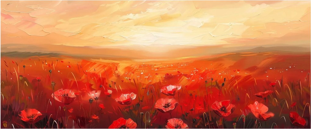 Tablou - Câmp de maci (120x50 cm)